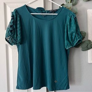 Adrienne Vittadini Teal Blouse w/ Bow